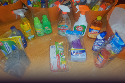Donated home and cleaning supplies